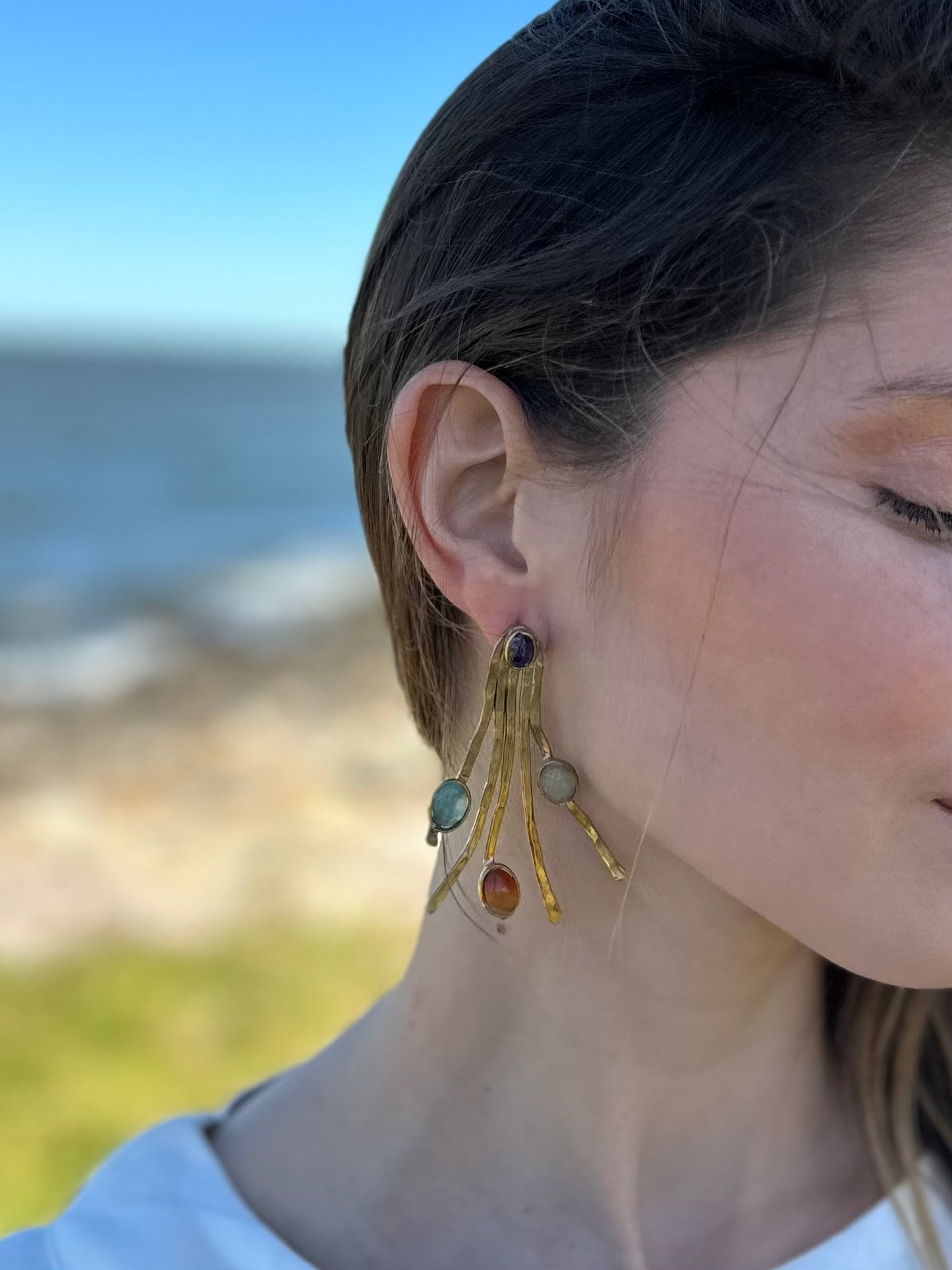 Caravanas ramita piedras