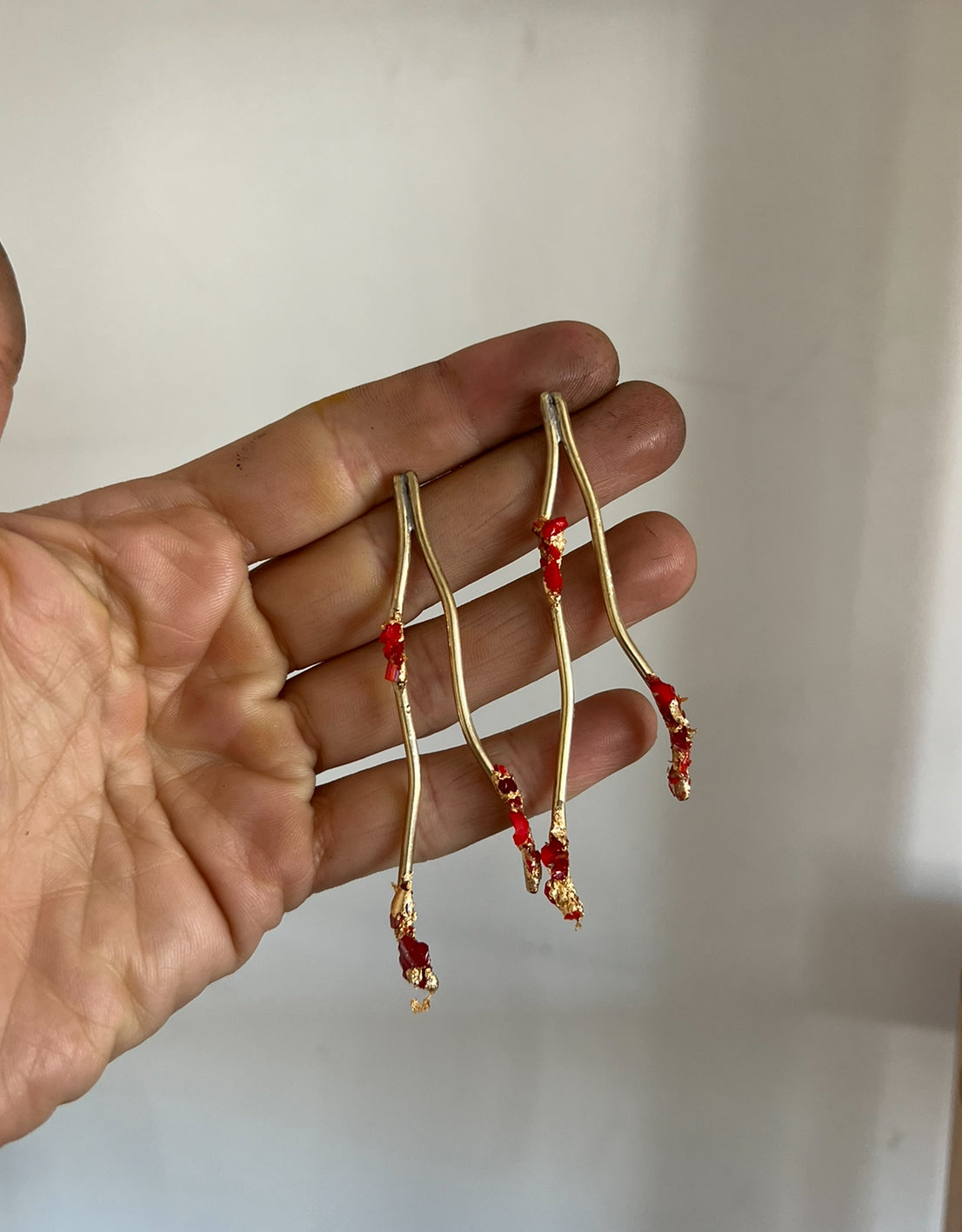 Caravanas dobles con piedritas
