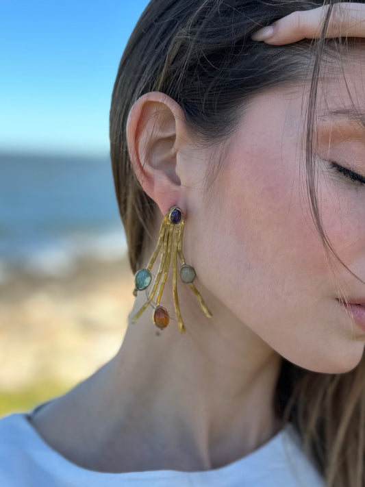 Caravanas ramita piedras