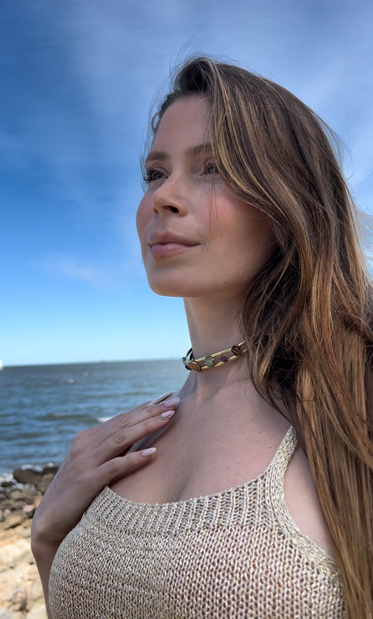 Gargantilla doble con 4 piedras