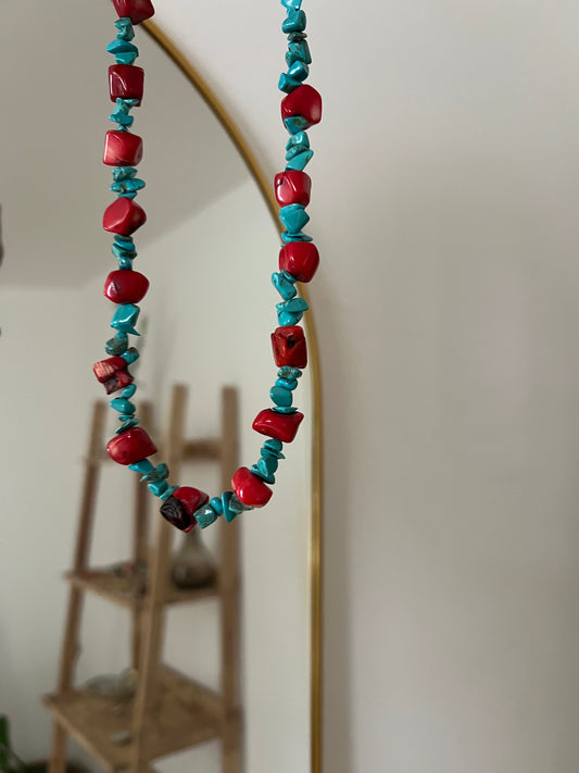Collar daily coral y turquesa